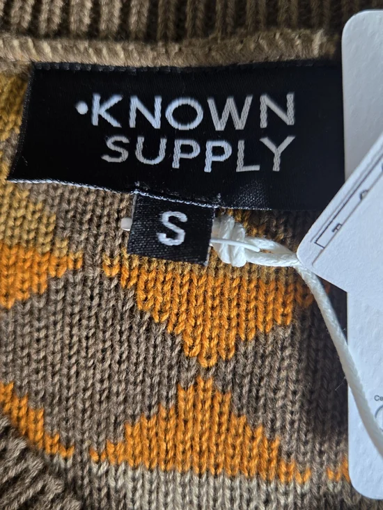 KNOWN SUPPLY Argyle Sweater Vest Dress - 100% Organic Cotton - NWT - Size S - Picture 4 of 7